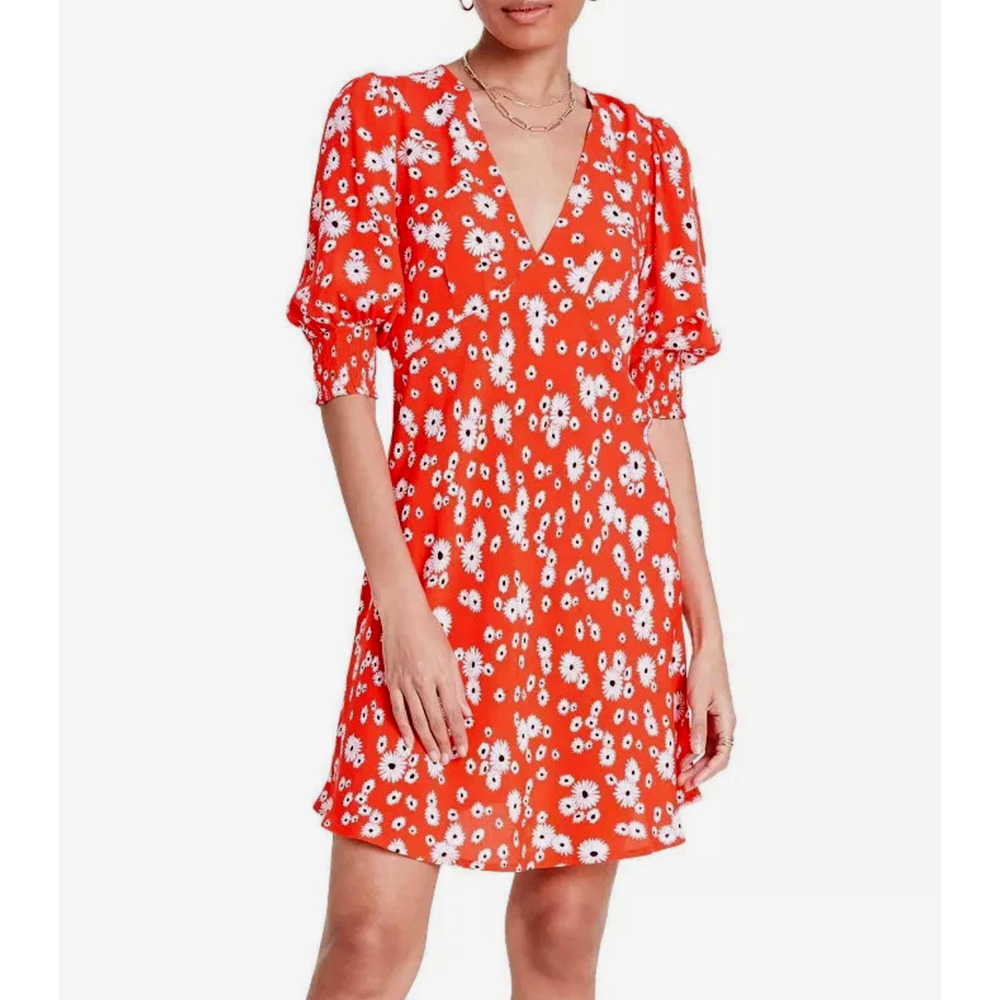 NEW RIXO x Target Women's Dress Size 12 Daisy Floral Mini Puff Sleeve NWT